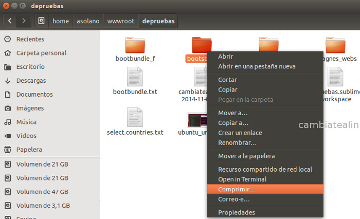 Explorador de archivos - ubuntu