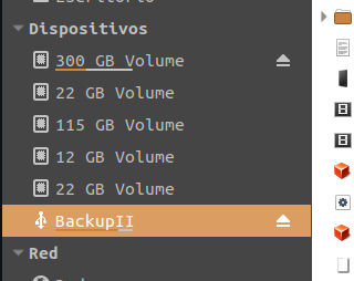 USB montado en el explorador de archivos