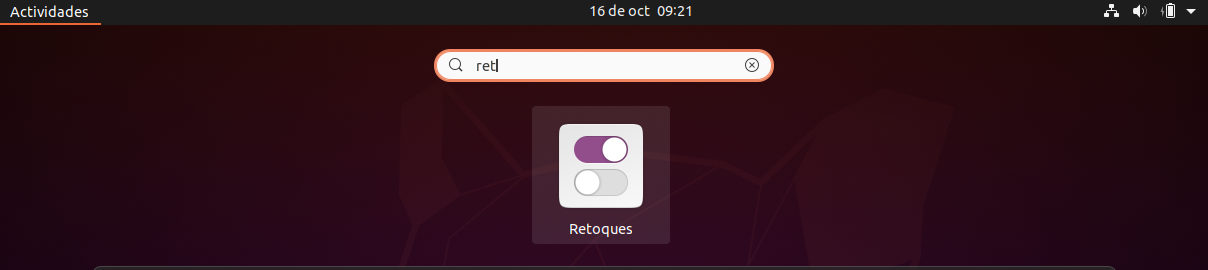 Buscamos en el menú de Ubuntu la aplicación retoques