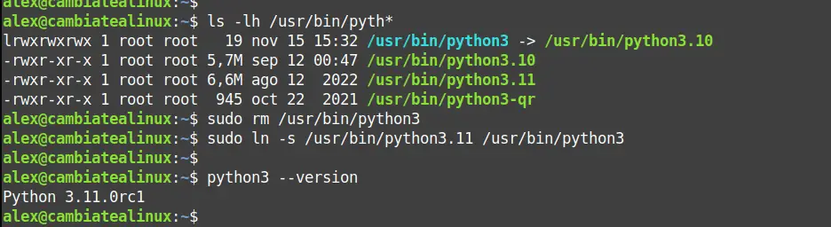 Cambiando de versión de python