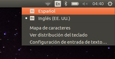 Icono para cambiar de idioma en ubuntu