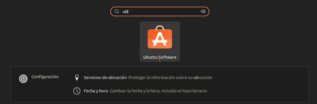 Buscar la aplicación Ubuntu Software