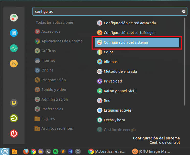Configuración del sistema de Linux Mint Cinnamon