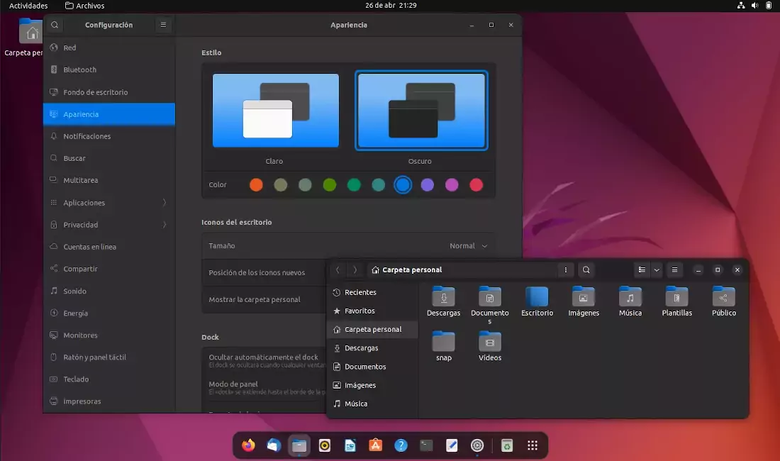 Ubuntu 22.04 - Nuevos colores en los iconos