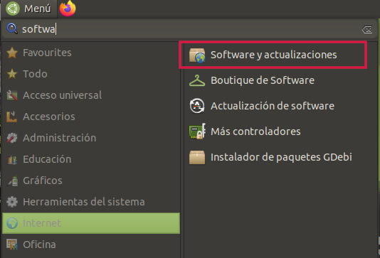 Software y actualizaciones de Ubuntu Mate