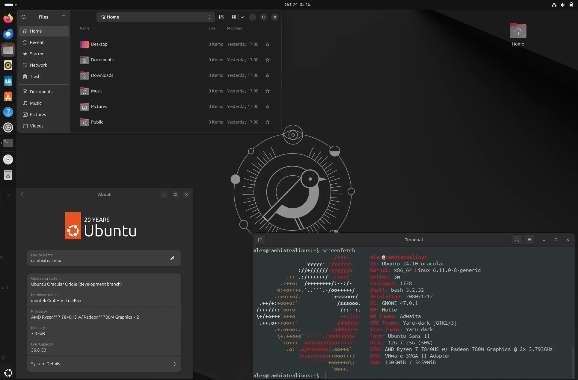 Escritorio de Ubuntu 24.10