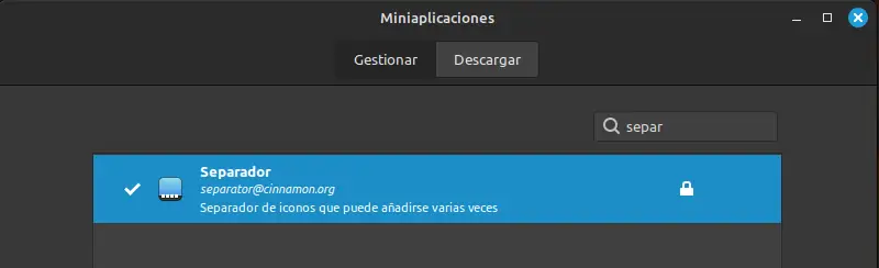 Linux Mint 21.2 - Separadores de aplicaciones