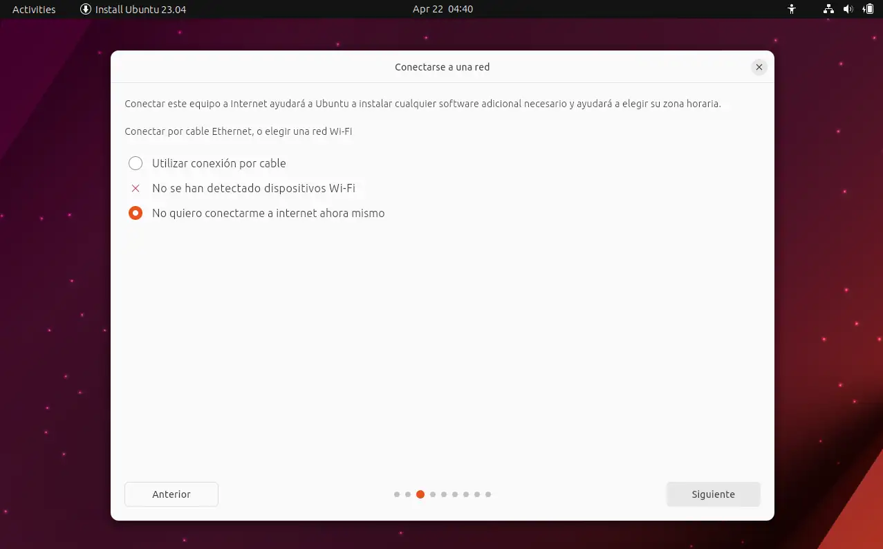 Instalación Ubuntu - Conectar a red