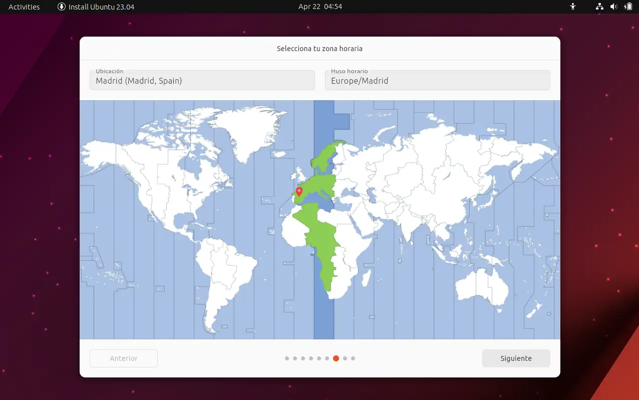 Instalación Ubuntu - Zona horaria
