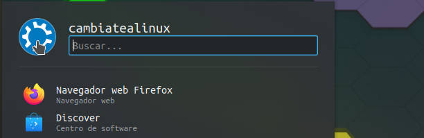 Icono de usuario en el menú de KDE Linux