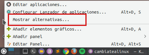 Opciones de KDE para editar el menu