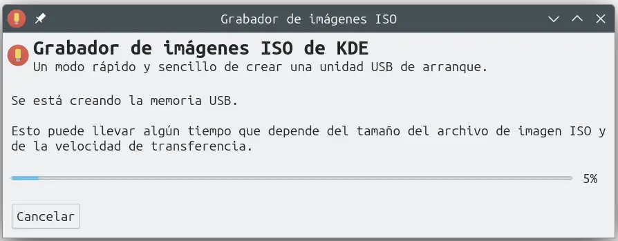 Grabando una imagen iso en KDE