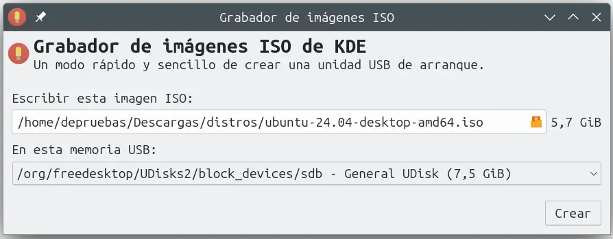 Grabador de images iso en KDE