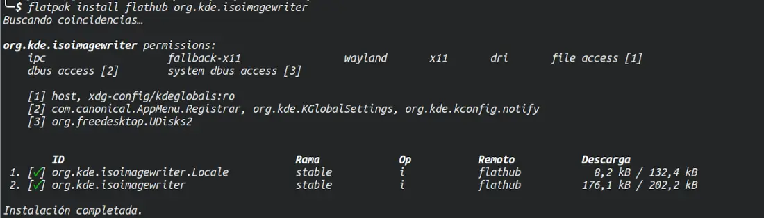 Instalación de ISO KDE Writer