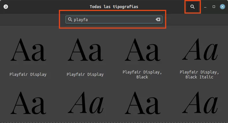 Aplicación tipografías - buscar fuente