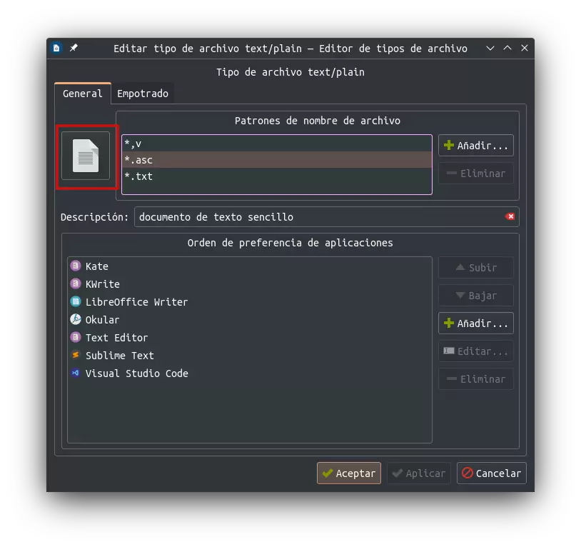 Ventana para cambiar un icono de un fichero en KDE