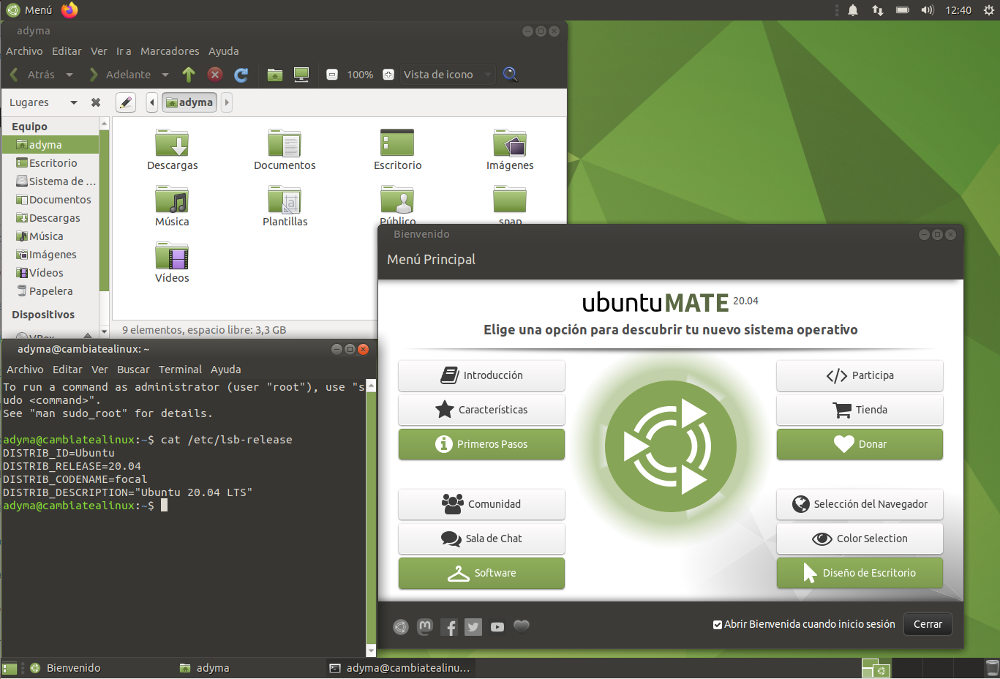 Escritorio Ubuntu Mate 20.04 LTS