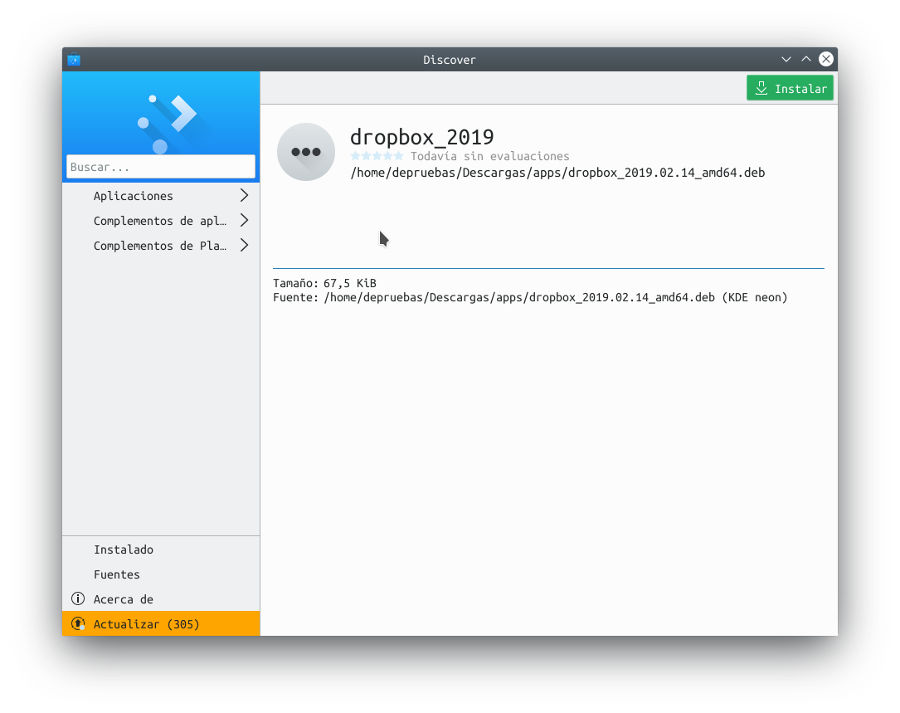 Discover - instalador de aplicaciones KDE