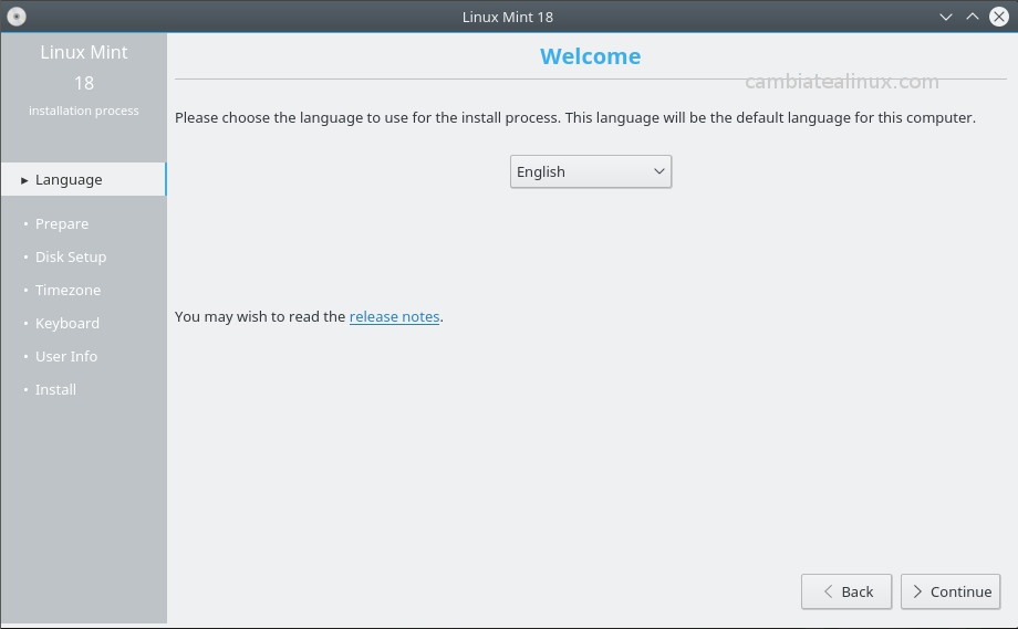 Instalacion de Linux Mint 18 - KDE  - seleccion idioma