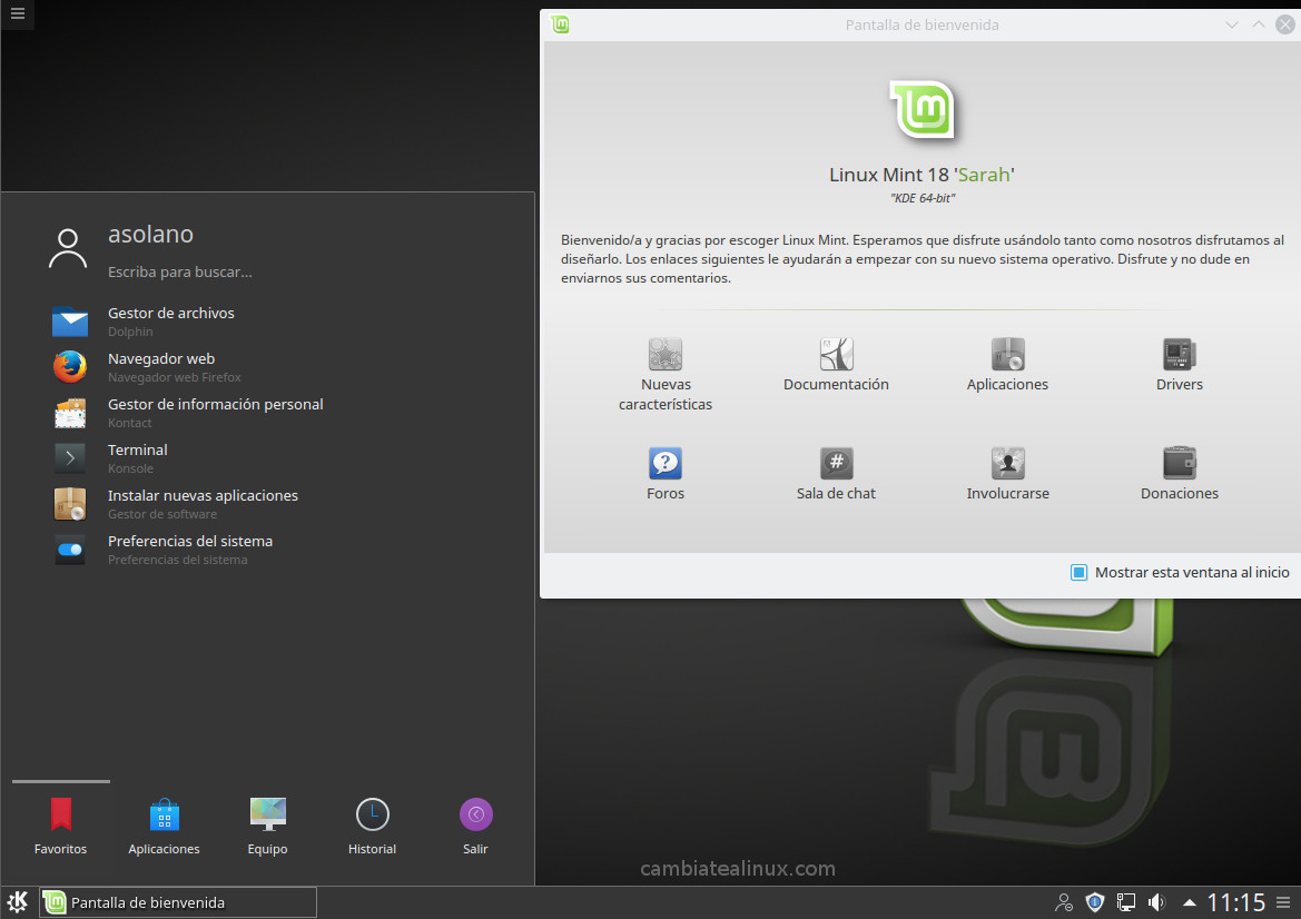 Instalacion de linux-mint-18-KDE - pantalla de login