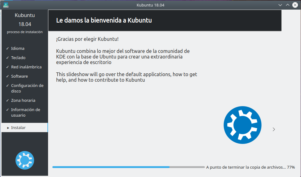 Instalacion de kubuntu 18.04 - intalando