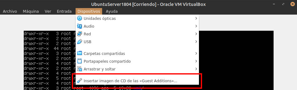 Instalar Guest Additions de VirtualBox