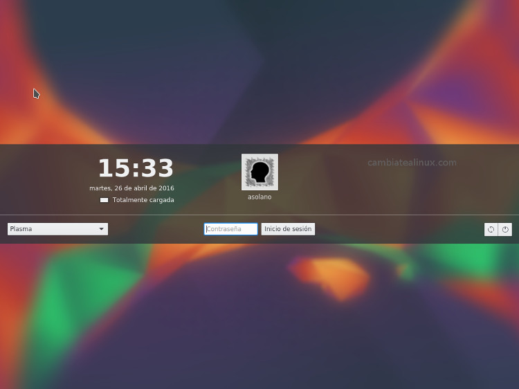Instalacion de Kubuntu 16.04 - pantalla de login kubuntu 16.04