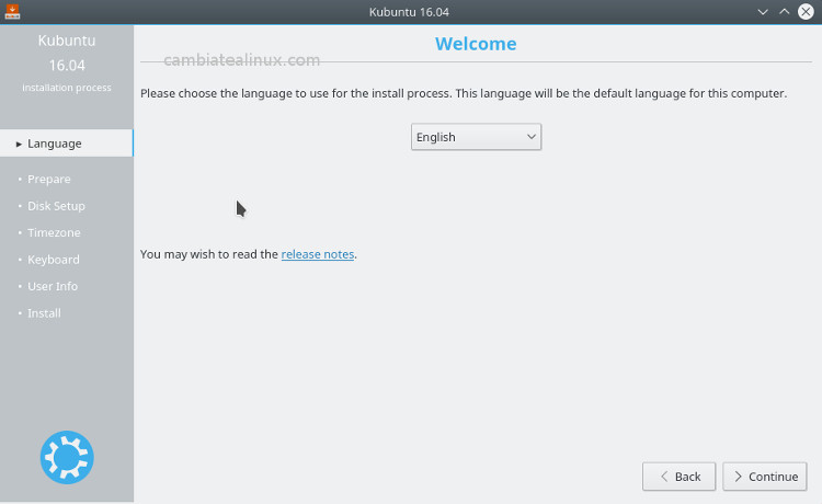 Instalacion de Kubuntu 16.04 - seleccion idioma