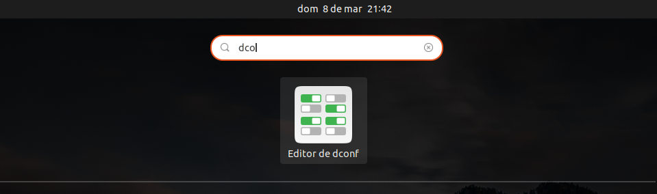 Buscar dconf desde el menu de Ubuntu