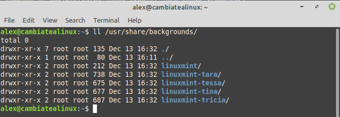 Ruta de los fondos de pantalla en Linux Mint