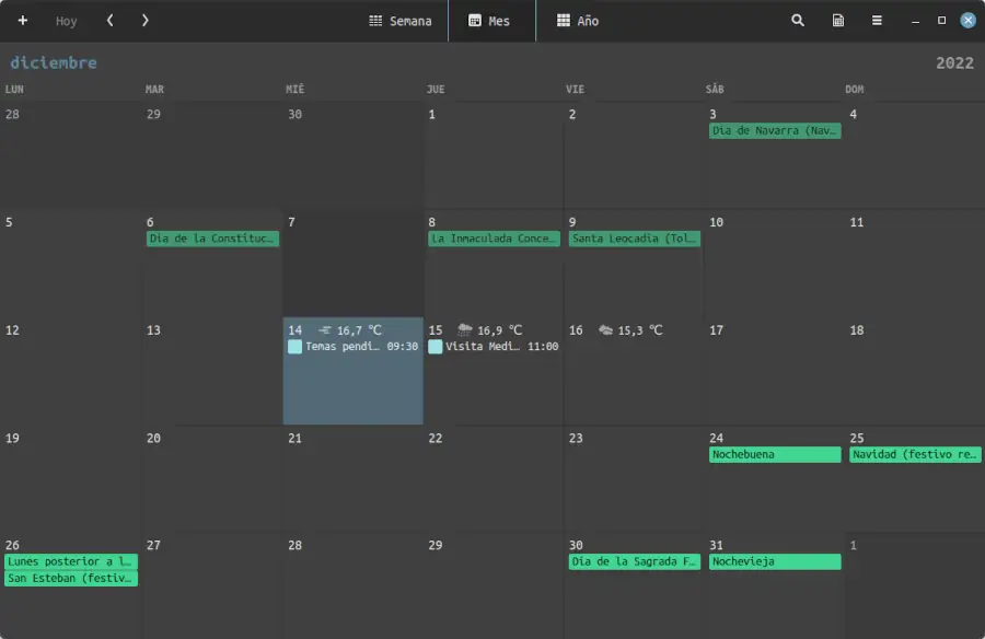 Calendario de Linux Mint sincronizado