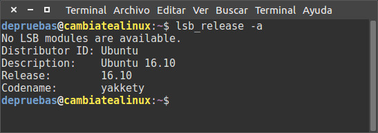 Comando lsb_release -  ver version de Ubuntu