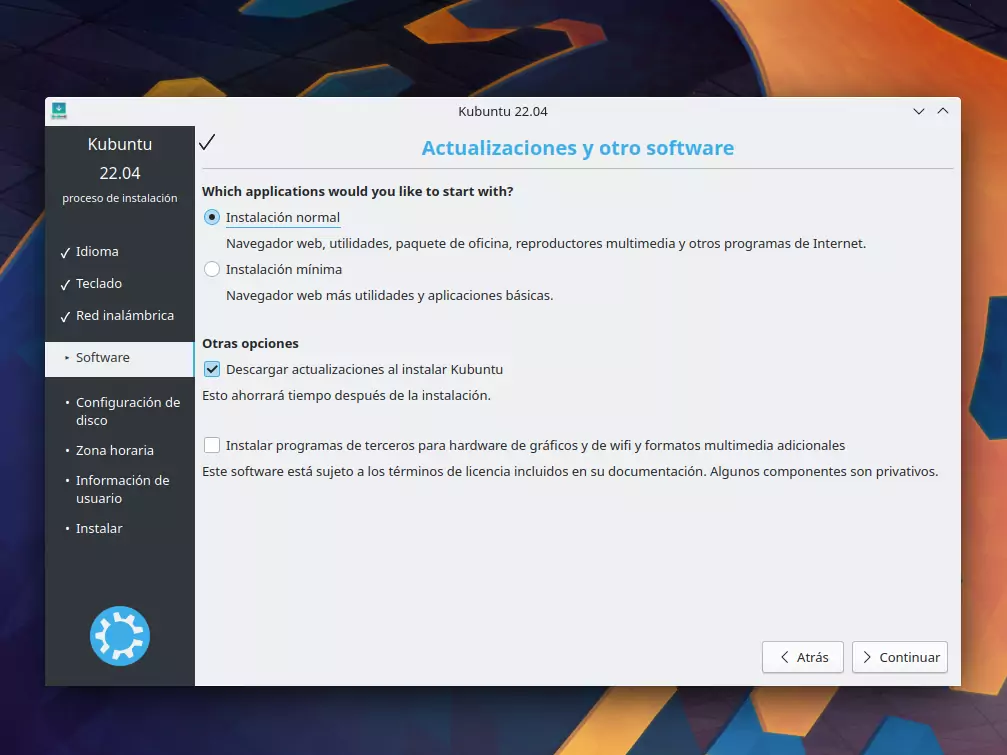 Instalacion de Kubuntu - Actualizaciones de software