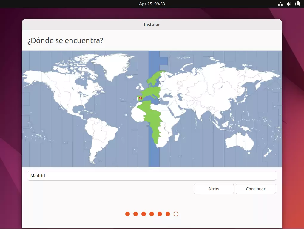 Instalacion de Ubuntu - Seleccionar el país