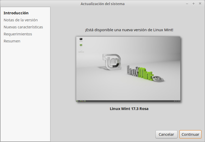 Aplicación para actualizar linux Mint