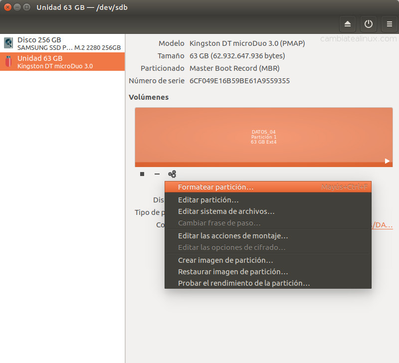 Formatear disco en Ubuntu con cifrado