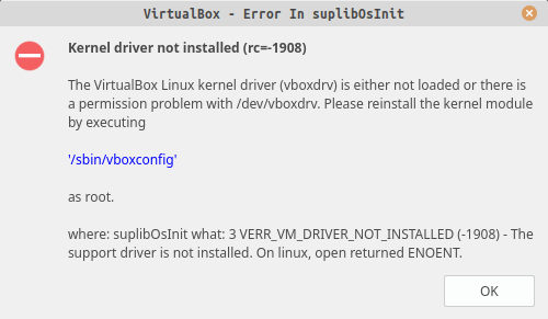 Error virtualbox
