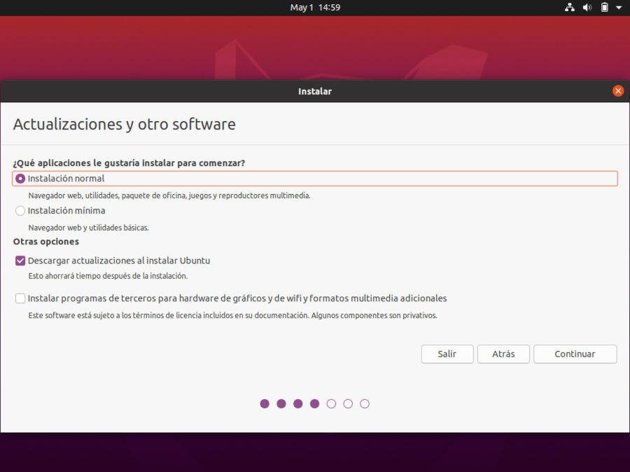Instalacion de ubuntu 20.04 - seleccion software de terceros