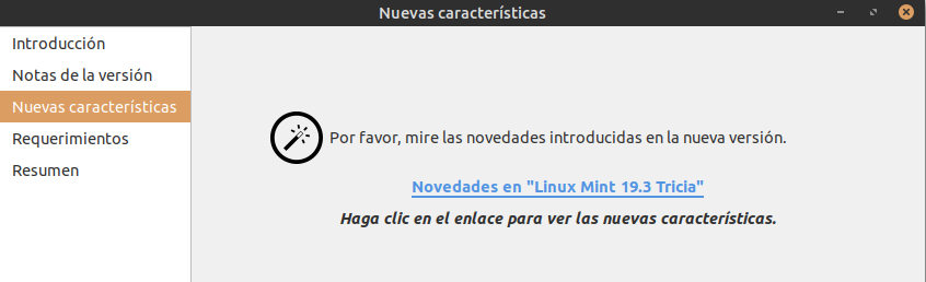 Asistente a la actualizacion de Linux Mint - Novedades de la nueva version