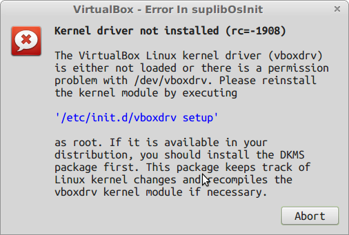 Virtualbox kernel driver not installed rc 1908. Kernel Driver not installed RC 1908 VIRTUALBOX.