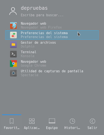 Menu de KDE