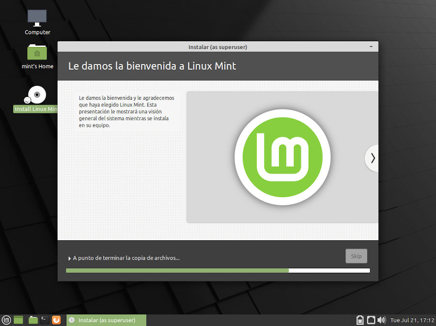 Instalacion de Linux Mint 20 Mate -  Finalizando la instalacion