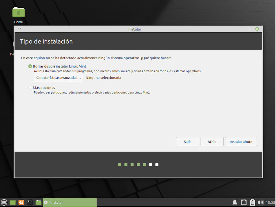 Instalacion de Linux Mint 20 XFCE -  Particiona del disco